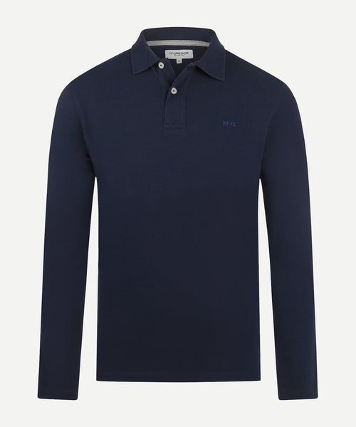 Polo piqué lange mouw | Navy