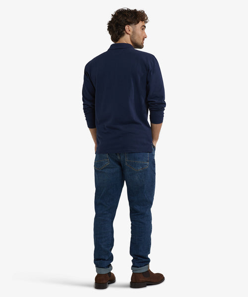 Polo piqué lange mouw | Navy