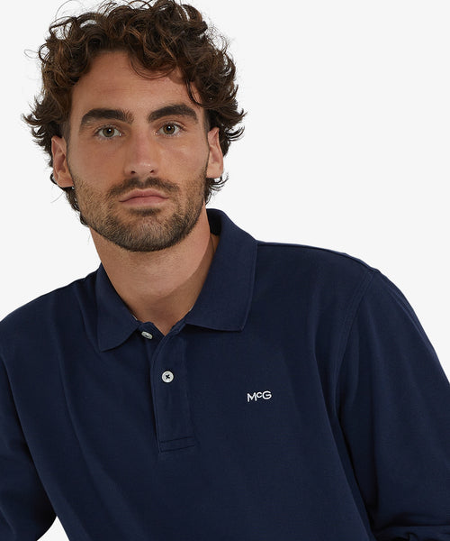 Polo piqué lange mouw | Navy