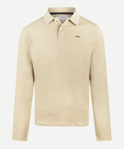 Polo piqué lange mouw | Sand