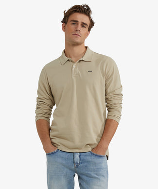Polo piqué lange mouw | Sand