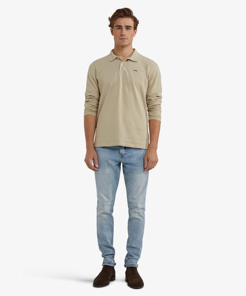 Polo piqué lange mouw | Sand