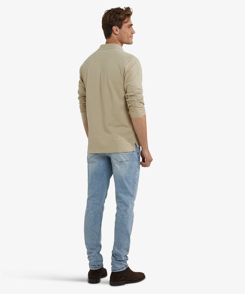 Polo piqué lange mouw | Sand