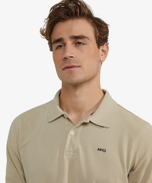 Polo piqué lange mouw | Sand