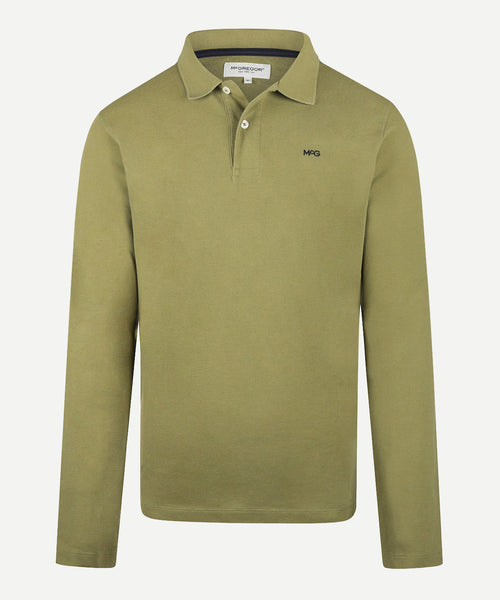 Polo piqué lange mouw | Moss Green