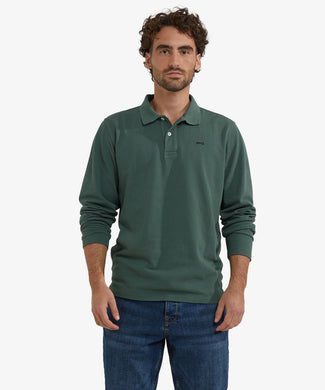 Polo piqué lange mouw | Winter Sage