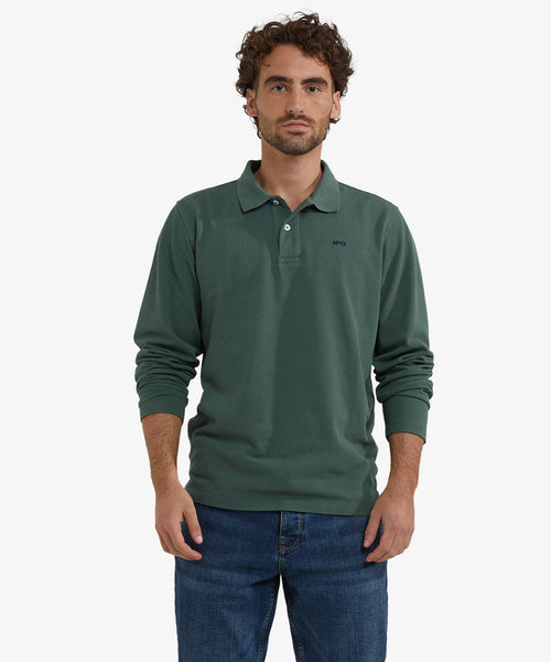Polo piqué lange mouw | Winter Sage