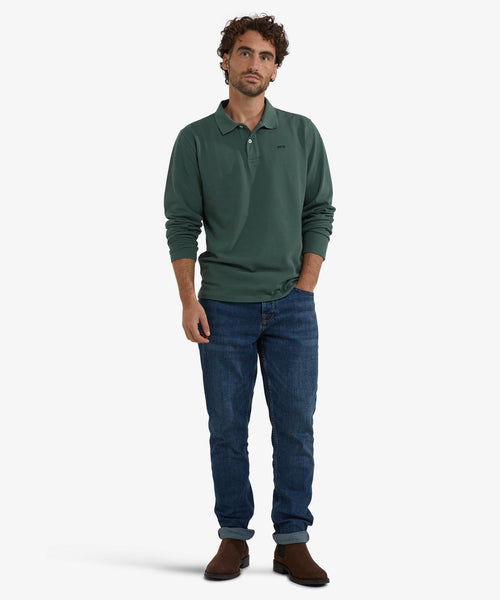 Polo piqué lange mouw | Winter Sage