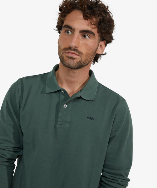 Polo piqué lange mouw | Winter Sage