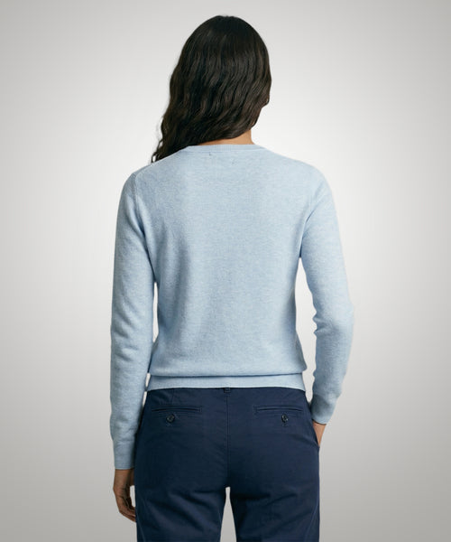 Trui Katoen-Kasjmier V-Hals | Light Blue
