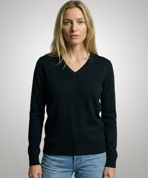 Trui Katoen-Kasjmier V-Hals | Navy