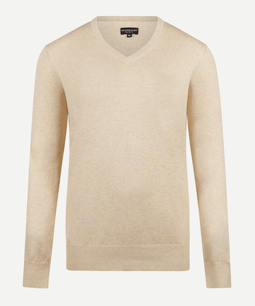 Sweater Cotton Cashmere V-Neck | Sand