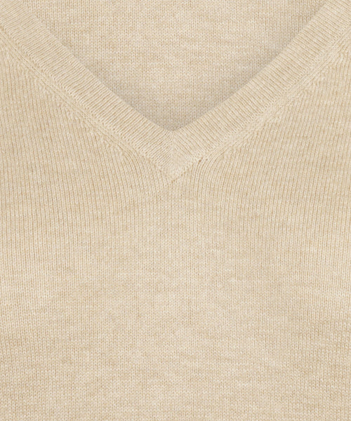 Sweater Cotton Cashmere V-Neck | Sand