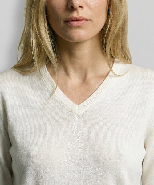 Trui Katoen-Kasjmier V-Hals | Off White