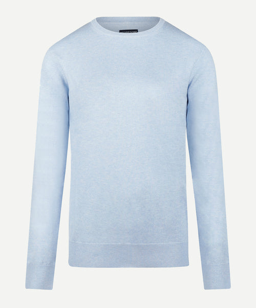 Sweater Cotton Cashmere Round Neck | Light Blue