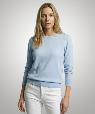 Sweater Cotton-Cashmere Round Neck | Light Blue