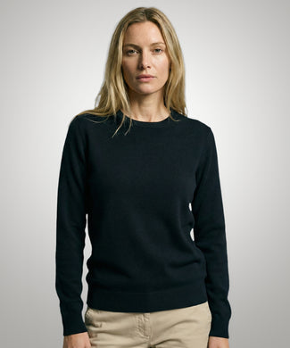 Trui Katoen-Kasjmier Ronde Hals | Navy