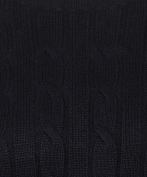 Cable Knit Sweater Cotton Cashmere Crew Neck | Navy