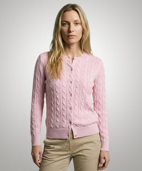 Cardigan Cable Knit Cotton-Cashmere | Light Pink