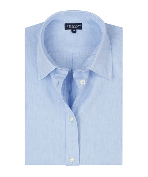 Cotton Linen Blouse | Light Blue