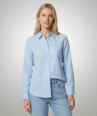 Cotton Linen Blouse | Light Blue