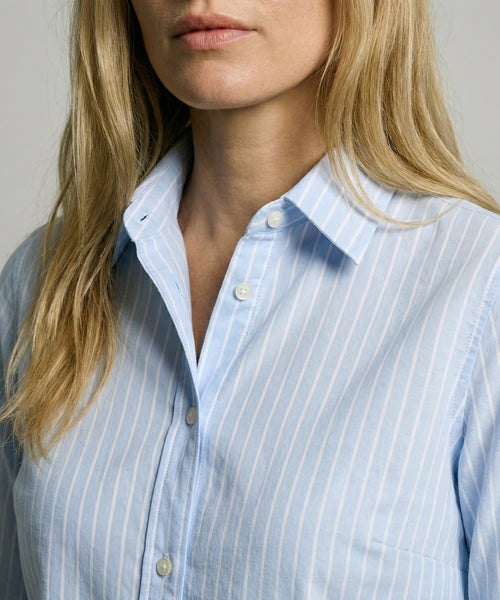 Blouse Katoen Linnen Streep | Light Blue