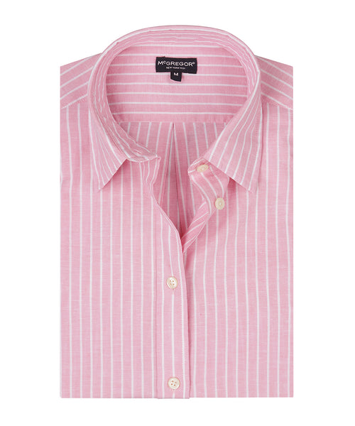 Blouse Katoen Linnen Streep | Light Pink