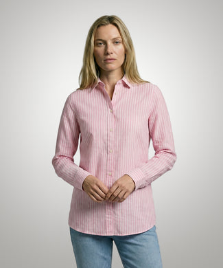 Blouse Cotton Linen Stripe | Light Pink