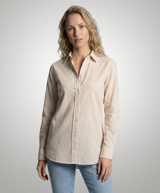 Blouse Cotton Linen Stripe | Ecru
