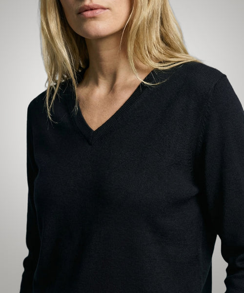 Trui Katoen-Kasjmier V-Hals | Navy