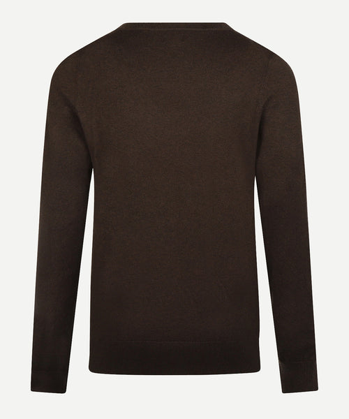Trui Katoen-Kasjmier V-Hals | Chocolate Brown