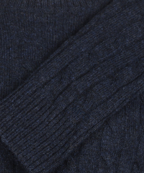 Cable Trui Wol Ronde Hals | Navy