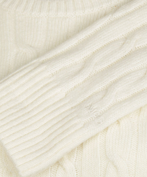 Cable Knit Wool Crew Neck Sweater | Off White