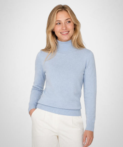 Trui Katoen-Kasjmier Col | Light Blue