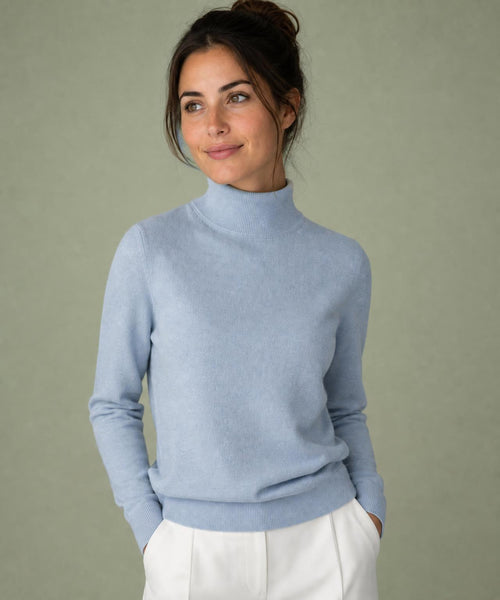 Trui Katoen-Kasjmier Col | Light Blue