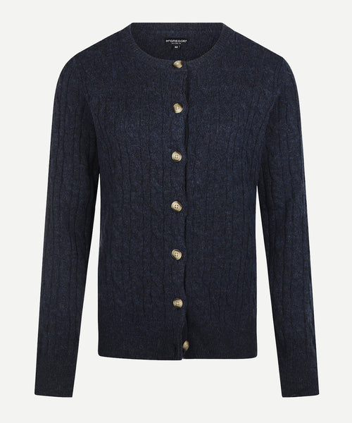 Button Cable Vest Wol | Navy