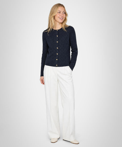 Button Cable Vest Wol | Navy