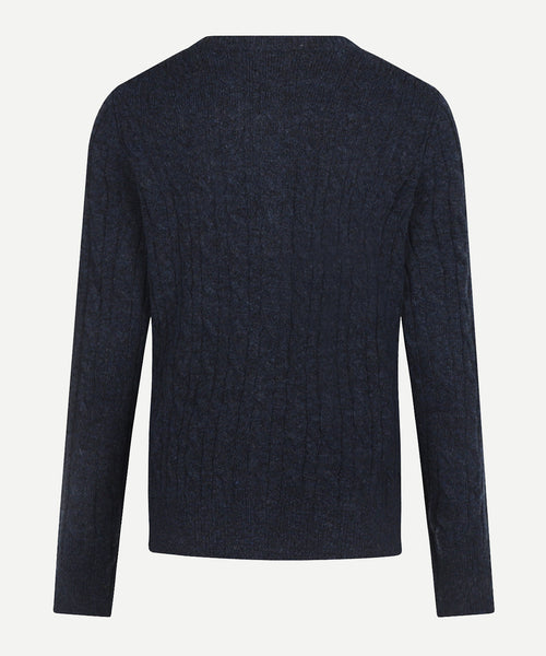 Button Cable Vest Wol | Navy