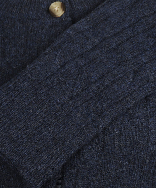 Button Cable Vest Wol | Navy