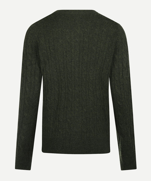 Button Cable Vest Wool | Dark Olive