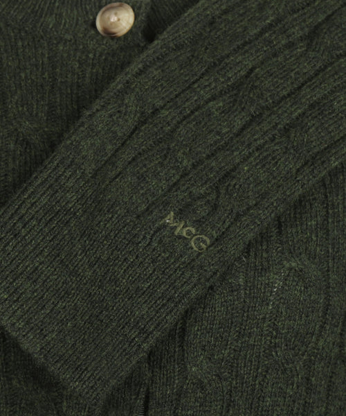 Button Cable Vest Wool | Dark Olive