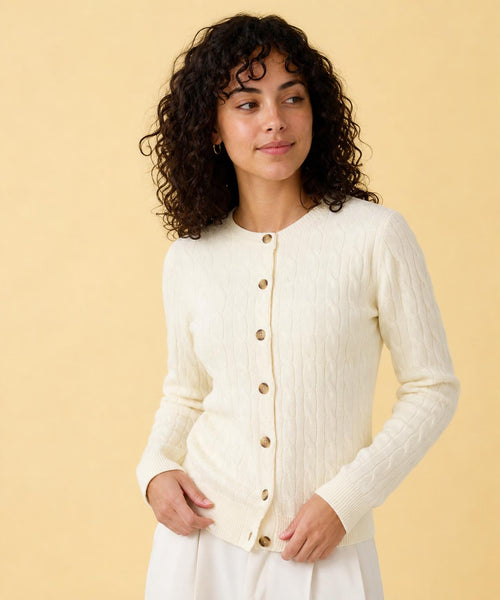 Button Cable Vest Wool | Off White